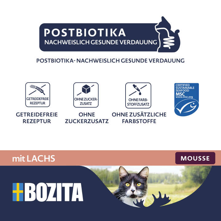 BOZITA Katzen-Nassfutter Mousse mit MSC-Lachs